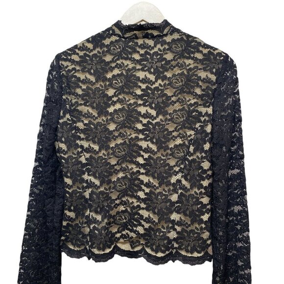 TALBOTS Black Lace Top Size 6 Evening Blouse Womens Light Cardigan Jacket - Picture 7 of 15